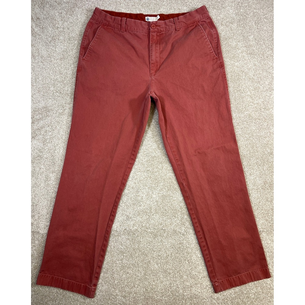 J. Crew Mens Red Chino Pants Straight Fit Casual Cotton Size 34x32